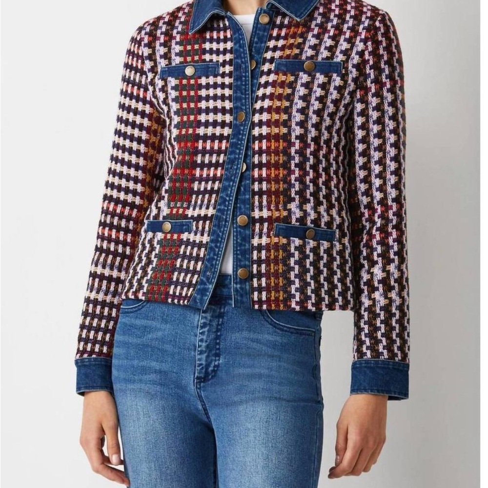 Ecru Plaid  Multicolor Jacket